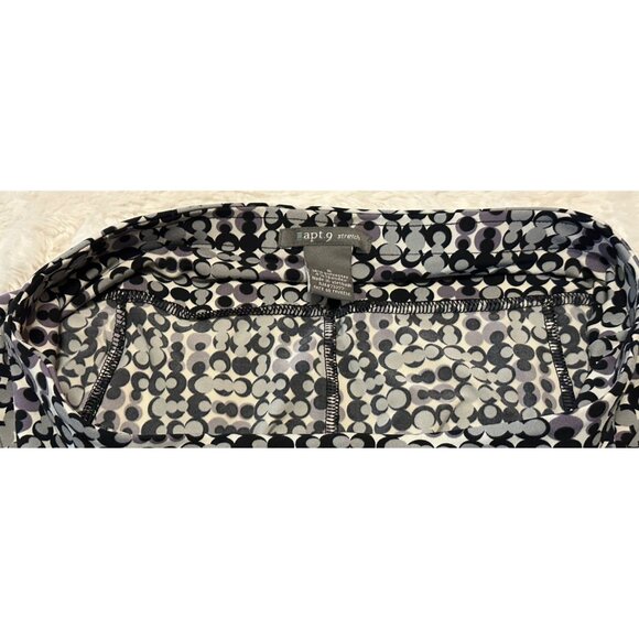 APT. 9 Flare Mid-Rise Midi Skirt Gray Black Geometric Poly Blend Women's Size S - Picture 10 of 11